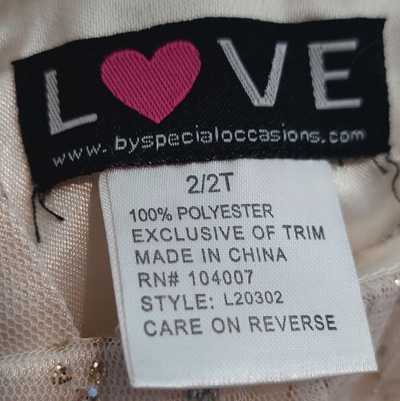 LOVE Little Girl's Size 2T Dress Champagne Gold Sleeveless Formal Wedding - Picture 6 of 7